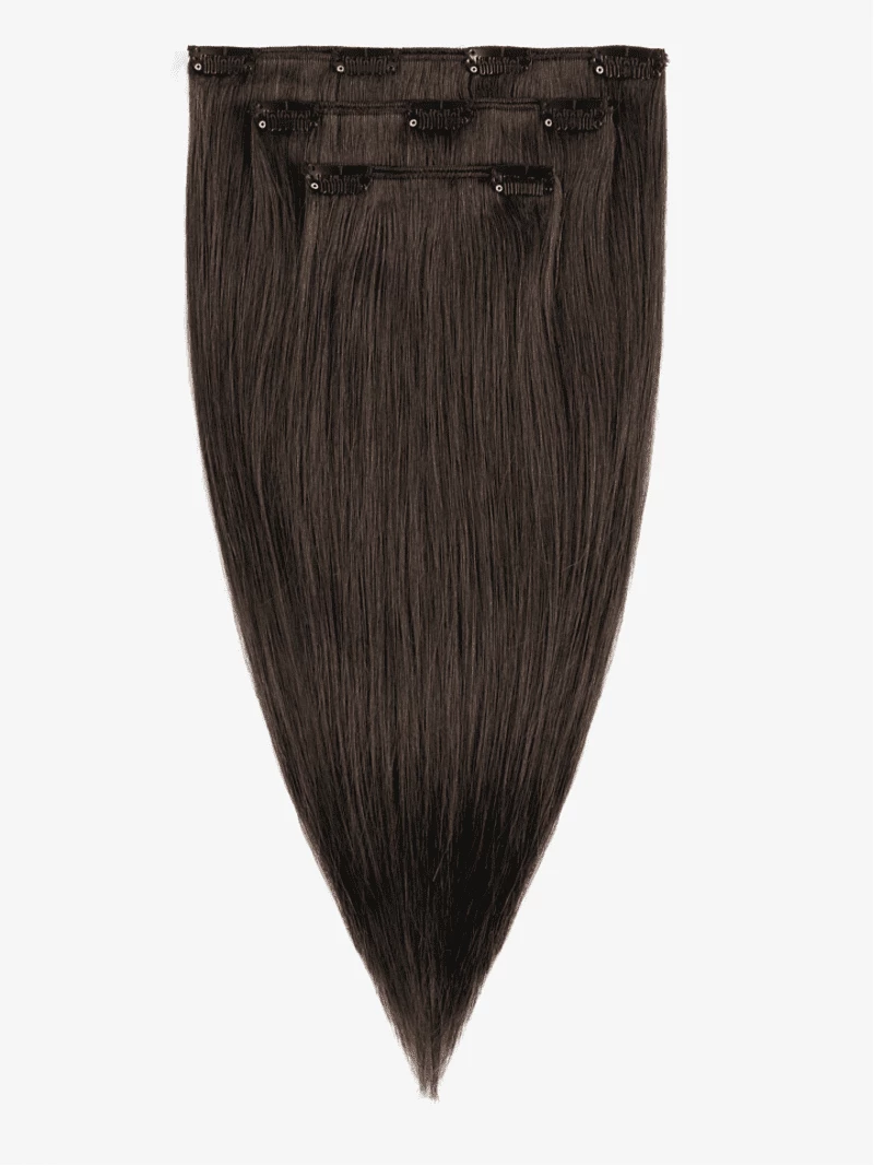 Włosy naturalne Clip In 43 cm 3 taśmy 60 gramów #1b Ciemny brąz