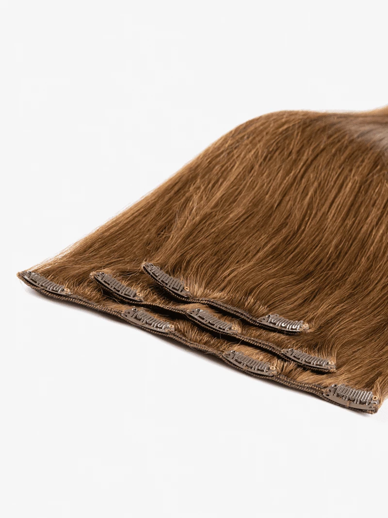 Włosy naturalne Clip In 43 cm 3 taśmy 60 gramów #6 Złoty brąz