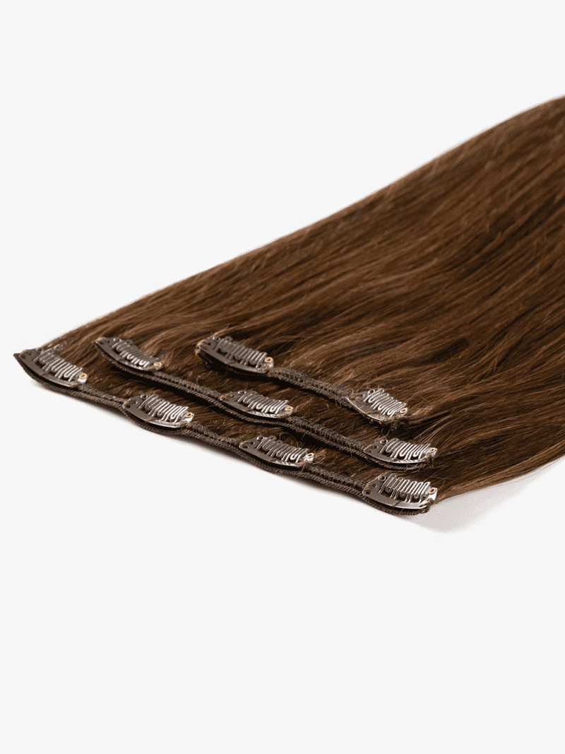 Włosy naturalne Clip In 60 cm 3 taśmy 65 gramów #4 Koniak