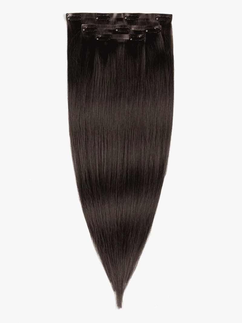 Bezszwowe włosy naturalne Clip In 50 cm 3 taśmy 60 gramów #1b Ciemny brąz