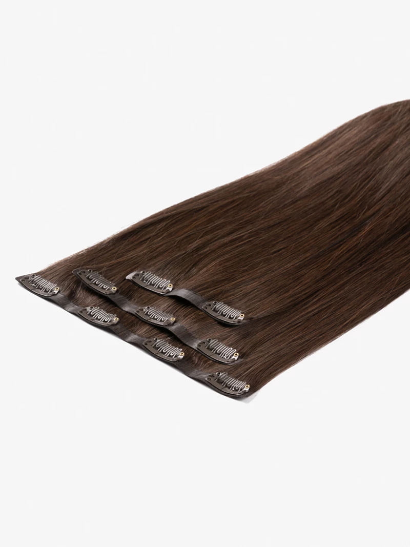 Bezszwowe włosy naturalne Clip In 50 cm 3 taśmy 60 gramów #4 Koniak
