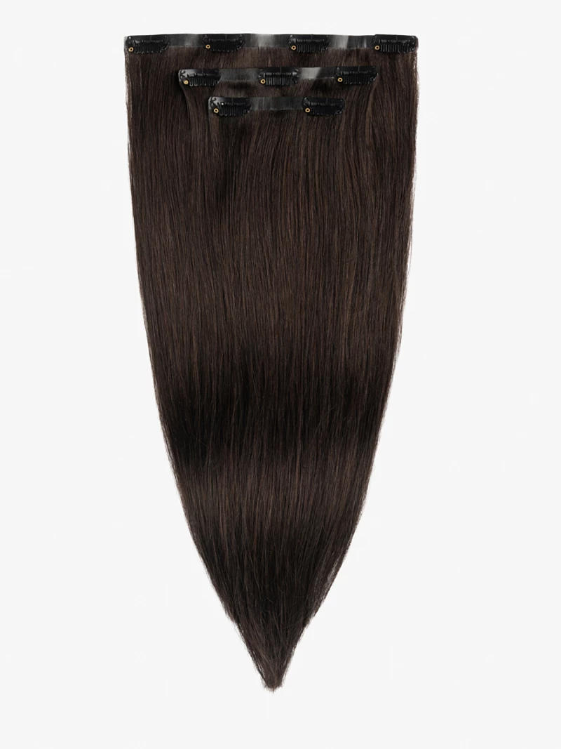 Bezszwowe włosy naturalne Clip In niecieniowane 40 cm 3 taśmy 40 gramów #1b Ciemny brąz