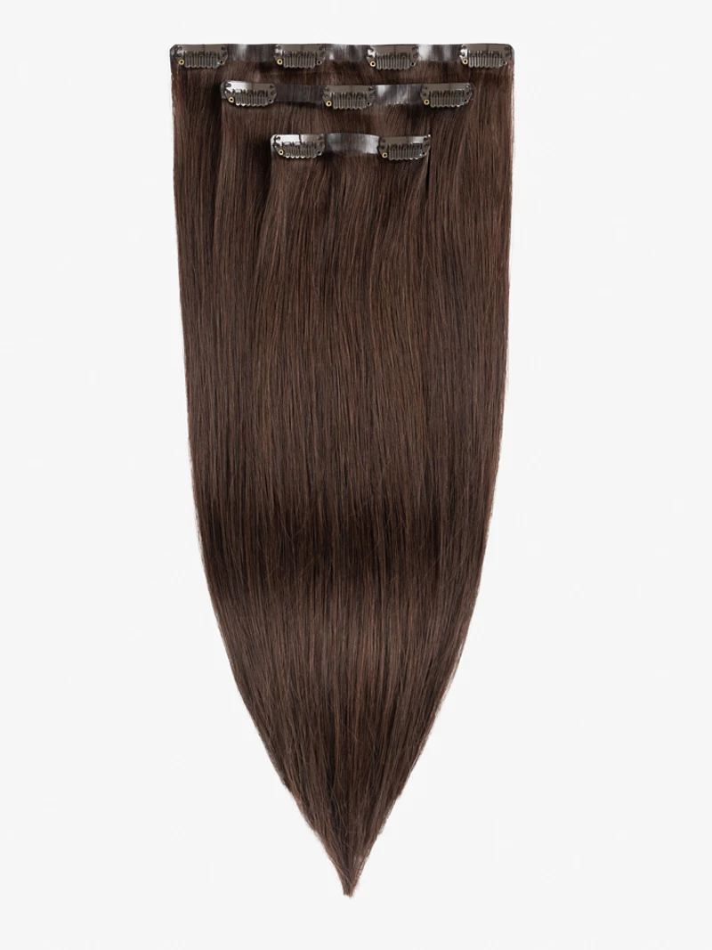 Bezszwowe włosy naturalne Clip In niecieniowane 40 cm 3 taśmy 40 gramów #3 Naturalny brąz