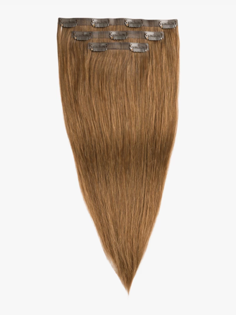 Bezszwowe włosy naturalne Clip In niecieniowane 40 cm 3 taśmy 40 gramów #6 Złoty brąz