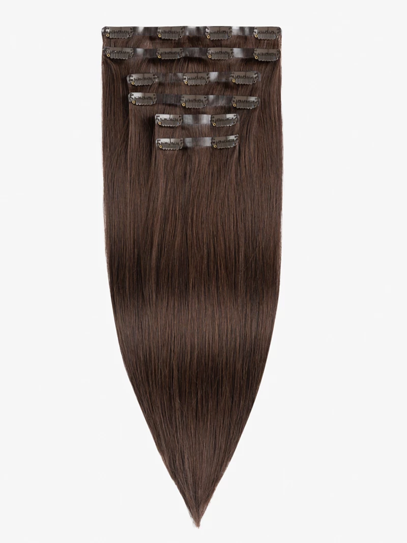 Bezszwowe włosy naturalne Clip In niecieniowane 40 cm 6 taśm 80 gramów #3 Naturalny brąz