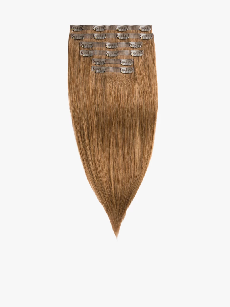 Bezszwowe włosy naturalne Clip In niecieniowane 40 cm 6 taśm 80 gramów #6 Złoty brąz