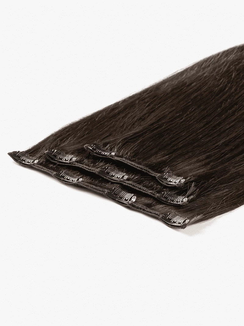 Włosy naturalne Clip In 30 cm 3 taśmy 50 gramów #1b Ciemny brąz