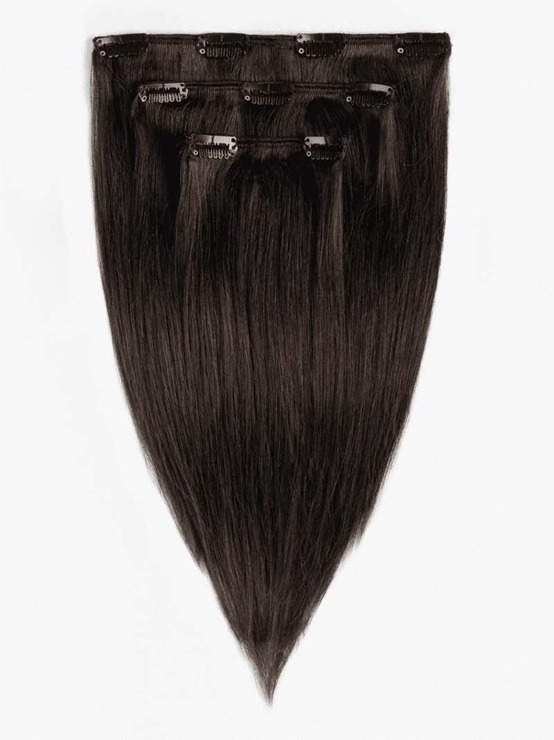 Włosy naturalne Clip In 30 cm 3 taśmy 50 gramów #1b Ciemny brąz