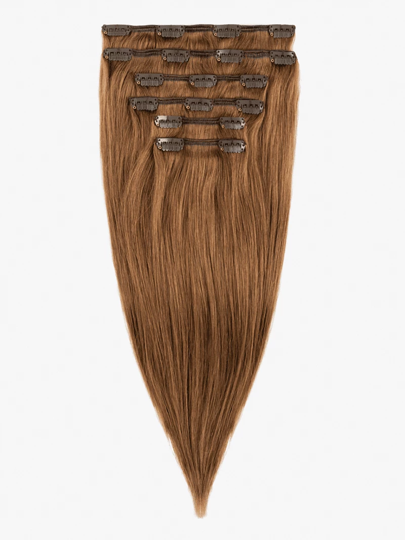 Włosy naturalne Clip In 43 cm 6 taśm 120 gramów #6 Złoty brąz