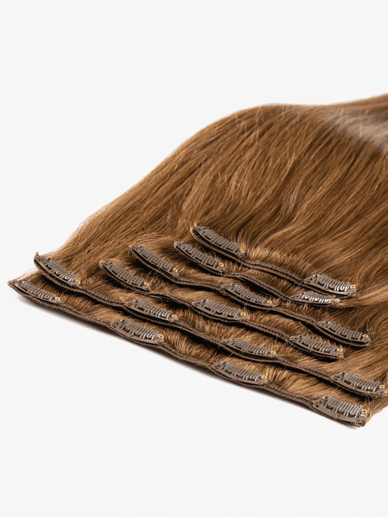 Włosy naturalne Clip In 43 cm 6 taśm 120 gramów #6 Złoty brąz
