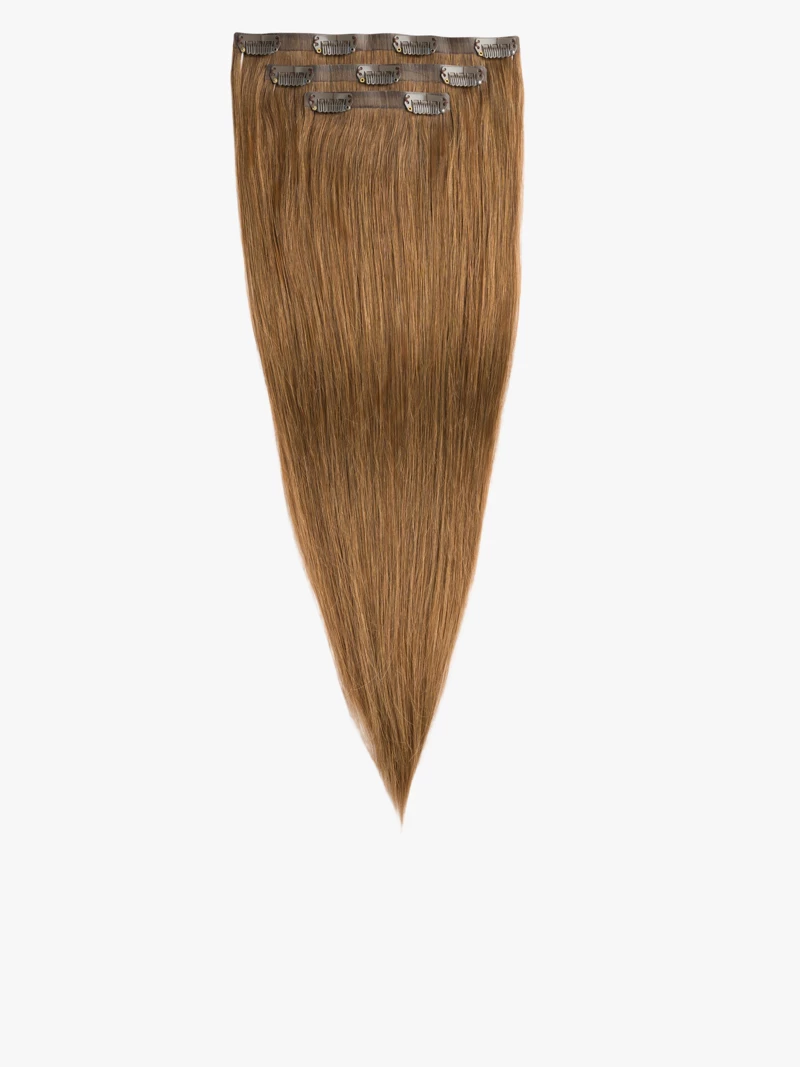 Bezszwowe włosy naturalne Clip In 50 cm 3 taśmy 60 gramów #6 Złoty brąz