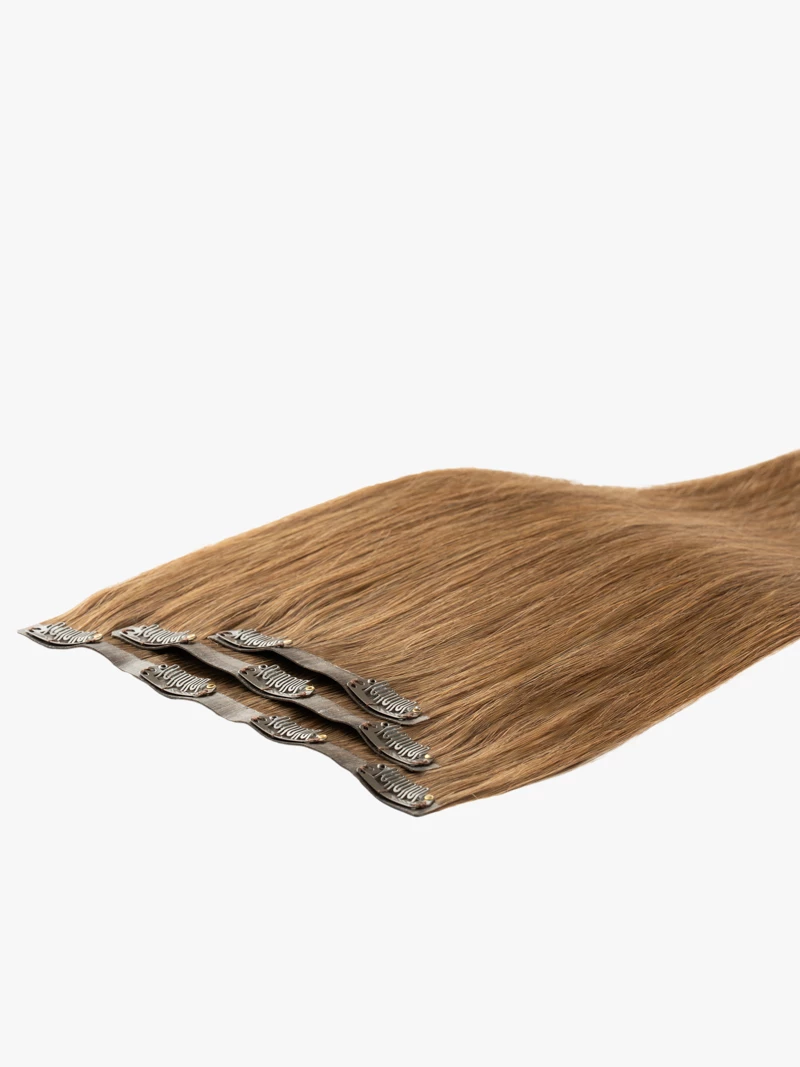 Bezszwowe włosy naturalne Clip In 50 cm 3 taśmy 60 gramów #6 Złoty brąz