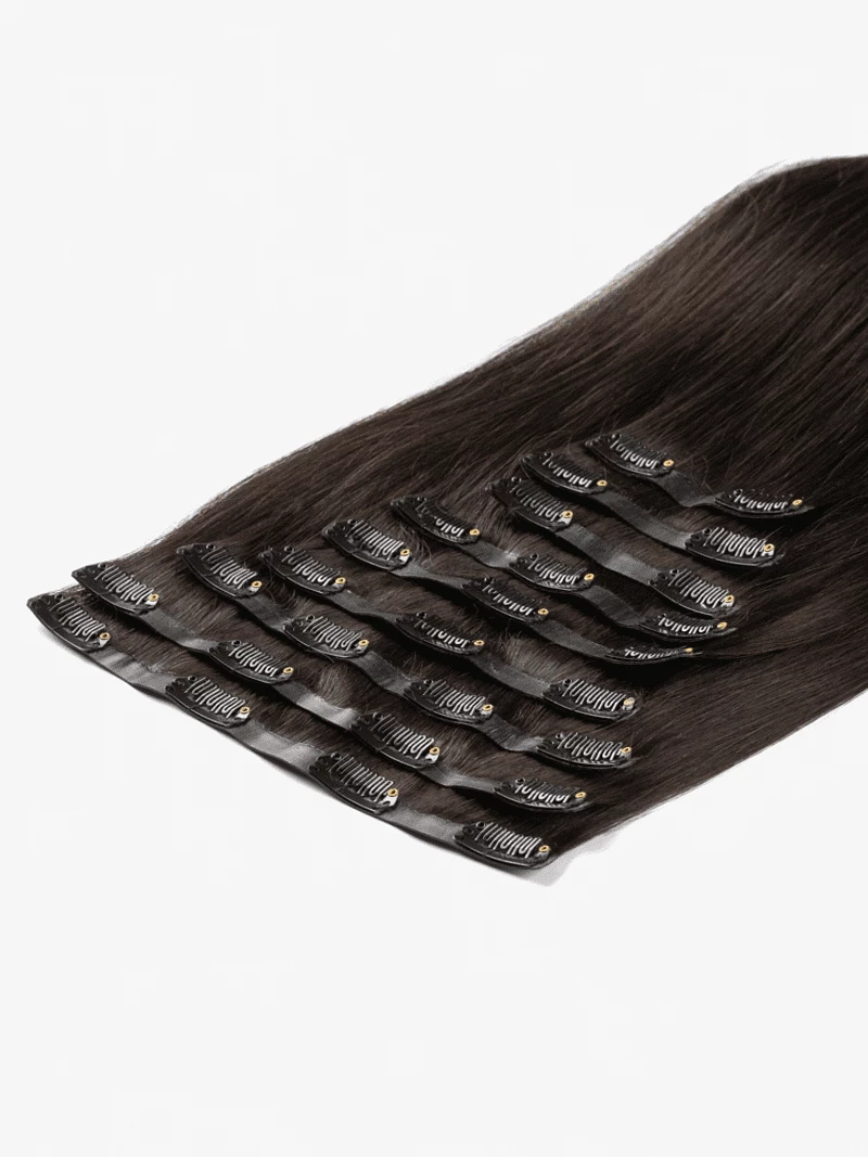 Bezszwowe włosy naturalne Clip In niecieniowane 40 cm 9 taśm 120 gramów #1 Głęboka czerń (1)