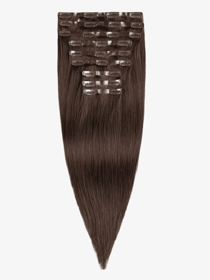 Bezszwowe włosy naturalne Clip In niecieniowane 40 cm 9 taśm 120 gramów #1b Ciemny brąz (1)