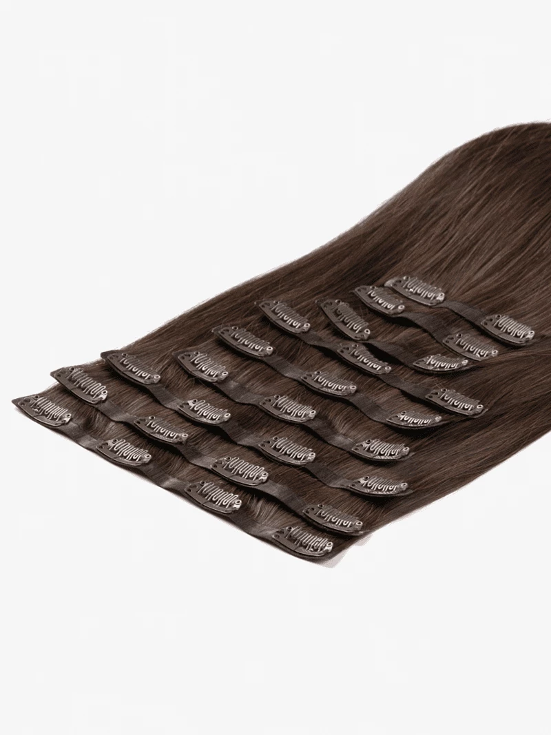 Bezszwowe włosy naturalne Clip In niecieniowane 40 cm 9 taśm 120 gramów #3 Naturalny brąz (1)