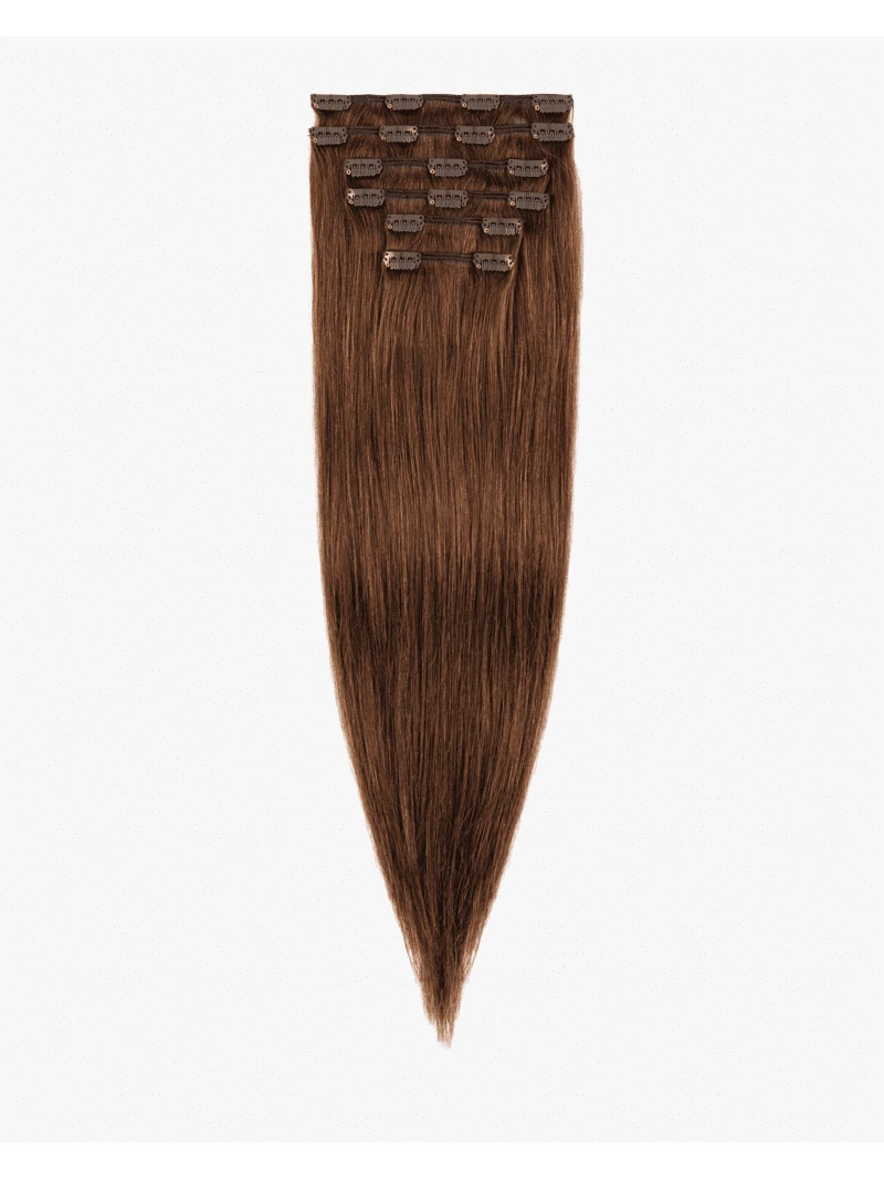 Włosy naturalne Clip In 60 cm 6 taśm 130 gramów #3 Naturalny brąz (1)