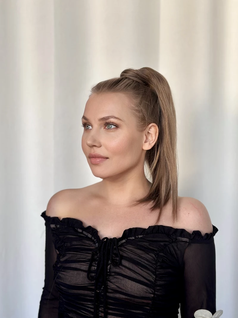 Kucyk naturalny 40 cm #1B Ciemny brąz