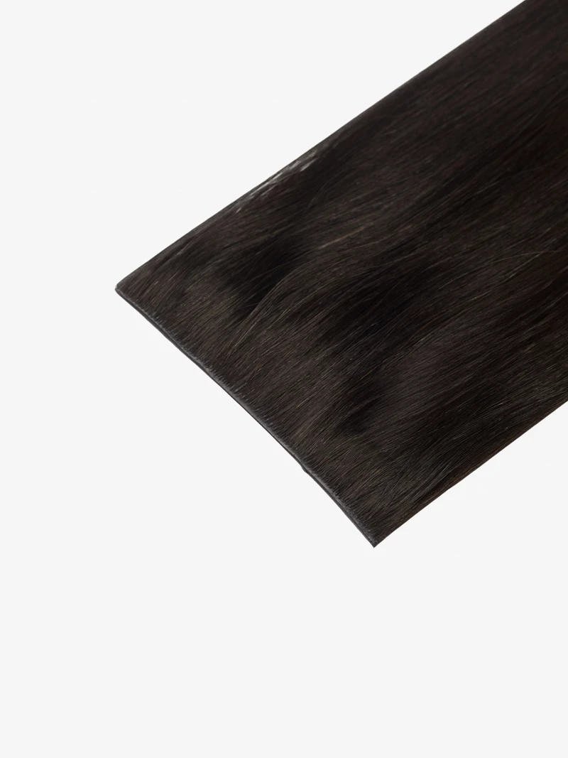 Niewidoczne Clip In włosy naturalne 53 cm #1b Ciemny brąz